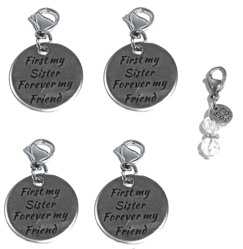 2076 Set Of 4 Clip On Charms Bag Purse Handbag Message Keychain